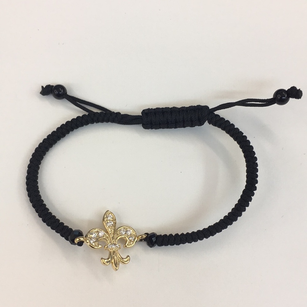 Silver 925 Bracelet Cord Yellow Saints Pendant